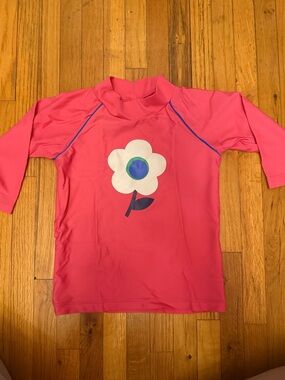 Mini Boden Pink Floral Rash Guard Swim Top